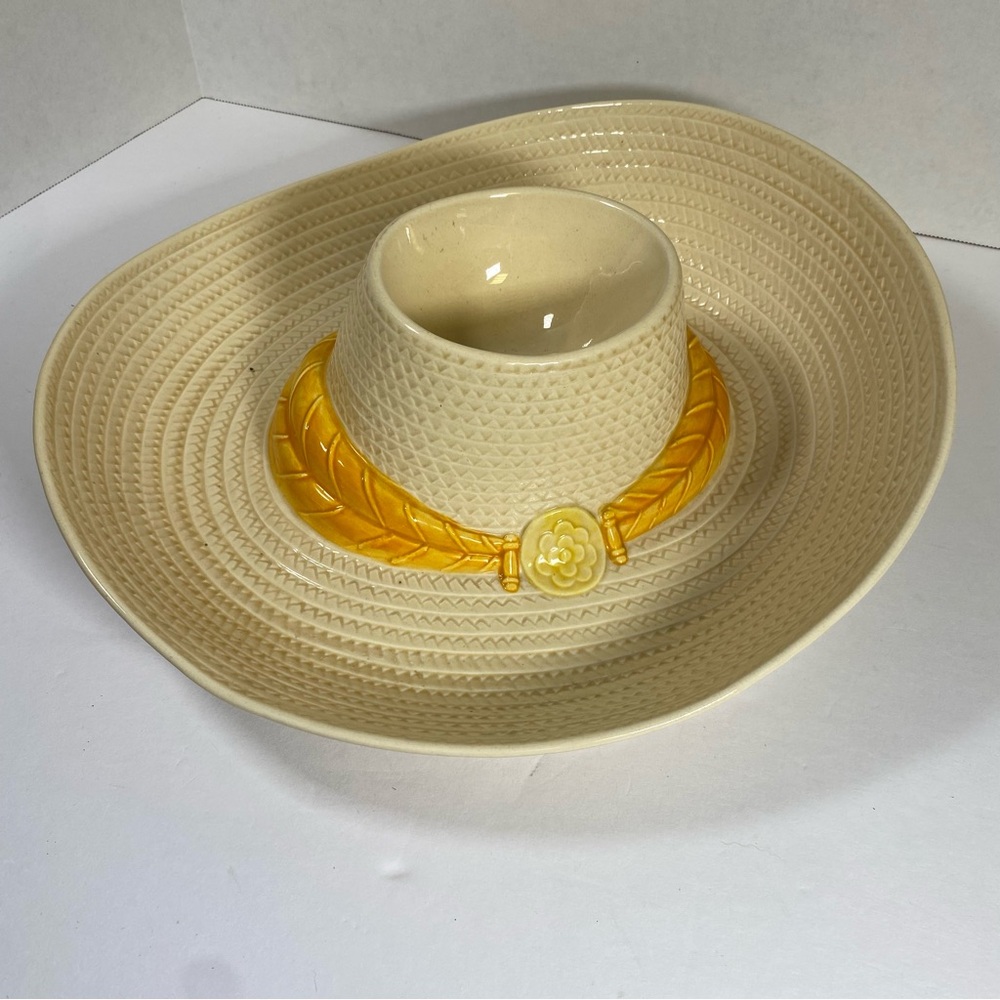 Vtg Metlox Poppytrail Mexican Hat Sombrero Dip Chip Salsa Bowl Ceramic Platter